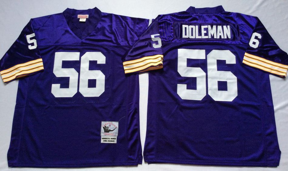 Men NFL Minnesota Vikings #56 Doleman purple Mitchell Ness jerseys->minnesota vikings->NFL Jersey